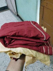 Elegant Cream &amp; Maroon Sharara Set