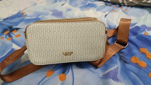Stylish White & Brown Sling Bag