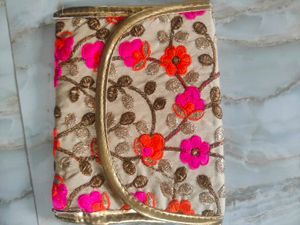 Floral Embroidered Pouch