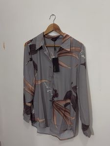 Stylish Grey Floral Print Korean Shirt