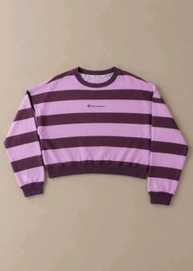 CHAMPION PURPLE &amp; LAVENDER STRIPED CROPPED SWEAT