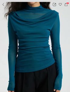 Savana Teal Turtleneck Mesh Top