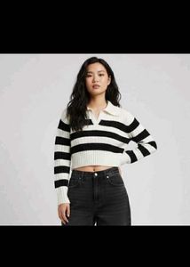 Striped Knit Crop Sweater