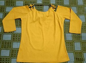 Yellow 'Selfie' Cold Shoulder Top