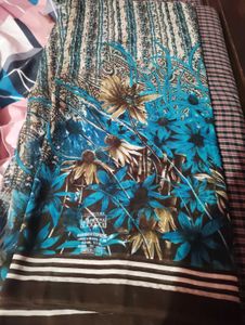 Beautiful Blue Floral Print Saree