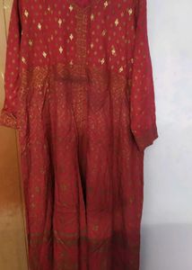 Elegant Red &amp; Gold Kurta