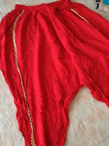 Red Embellished Dhoti Pants