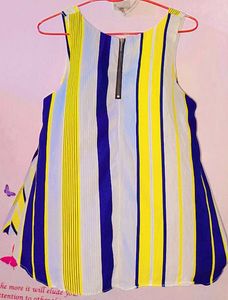 Striped Sleeveless Top with Zip Detail