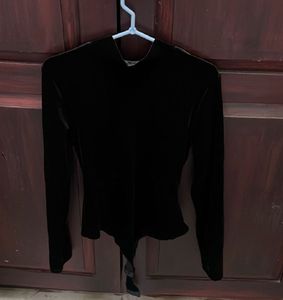Elegant Black Velvet Bodysuit
