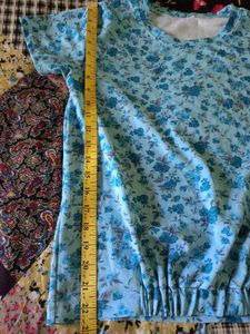 Cute Blue Floral Print Top
