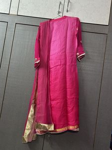 Pink Gota-patti Work Kurta With dupatta