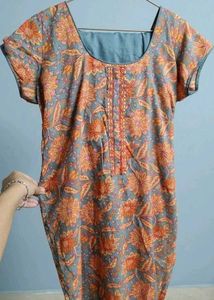 Grey Floral Print Kurta