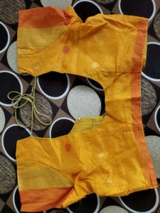 Vibrant Orange Cotton Saree with Blouse