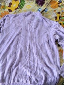 Lavender Ribbed Mock Neck Sweater
