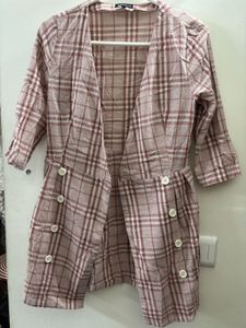 Checked Button-Up Blazer/ Dress