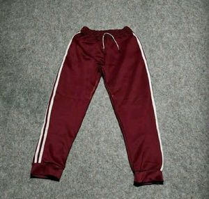 Maroon Track Pants with White Stripes