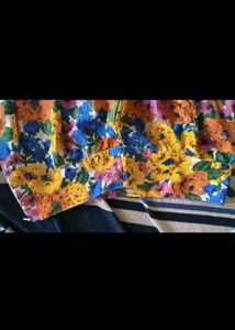 Floral Sheer Blouse+skirt combo