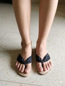 Elegant Black Bow Sandals