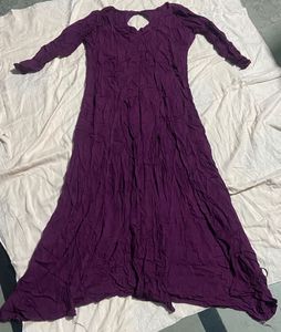 Elegant Purple Maxi Dress with 2 Spilt