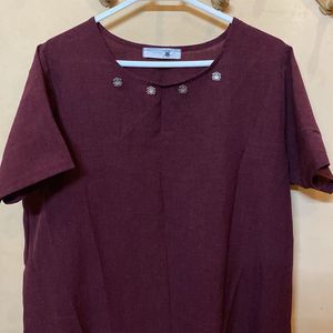 Maroon Ruffled Hem Dress