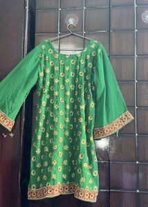 Green Embroidered Kurta Set with Sharara Pants