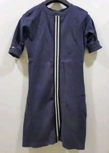 Navy Blue Bodycon Comfort Dress with Stripes
