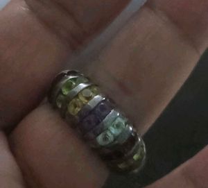 Imported Multi gemstone Statement Ring  Silver