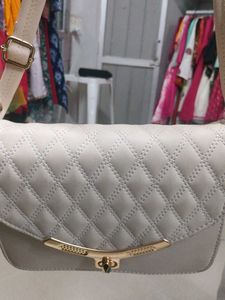 Quilted Shoulder Bag with Gold Accent