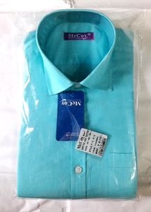 Men Formal Shirt Sky Blue Solid Color Offices Wear
