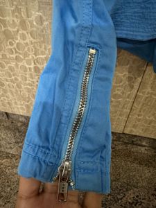 Vibrant Blue Asymmetrical Zip Jacket