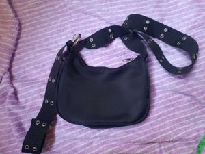 Black Shoulder Bag with Grommets