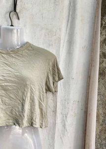 Beige Cropped T-Shirt