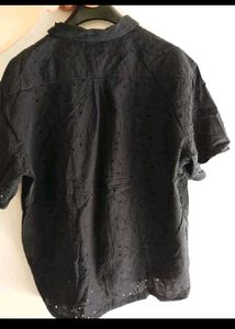 Black Textured resort shirt westside