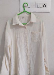 Cream Oversized Button-Up Shirt