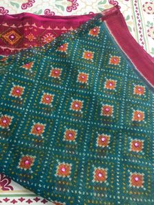 Light Weight Mirror Work Saree With Blouse