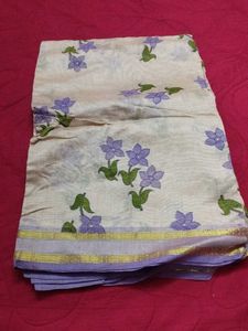 Cream Floral Saree