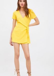 Zara Bright Yellow Wrap Playsuit