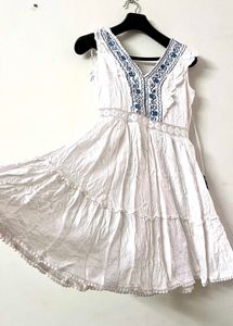 White Embroidered Mini Dress