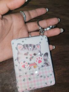 Cute Cat Keychain with Glitter