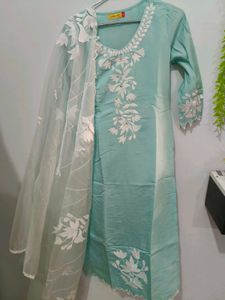 Elegant Mint Green Embroidered Kurta
