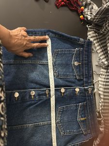 Denim Button-Front Mini Skirt