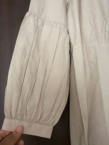 H&amp;M Beige Button-Up Midi Dress
