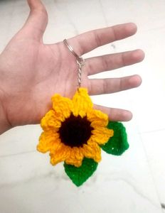 Sunflower Crochet Keychain