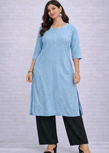 Light Blue Kurta with 3/4 Sleeves