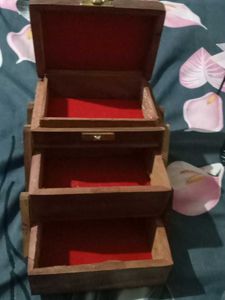 Vintage Carved Wooden Jwellery Box ..