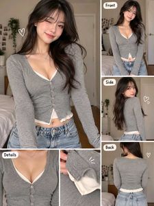 y2k open up Grey Button-Up Cardigan