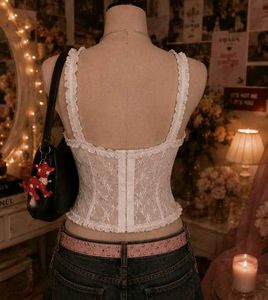 White Floral Corset Top