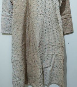 Hakoba embroidered work beige Kurta
