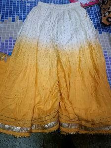 Party Wear Double Shade Yellow Sharara Suit In L