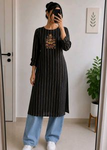 Striped Embroidered Kurti